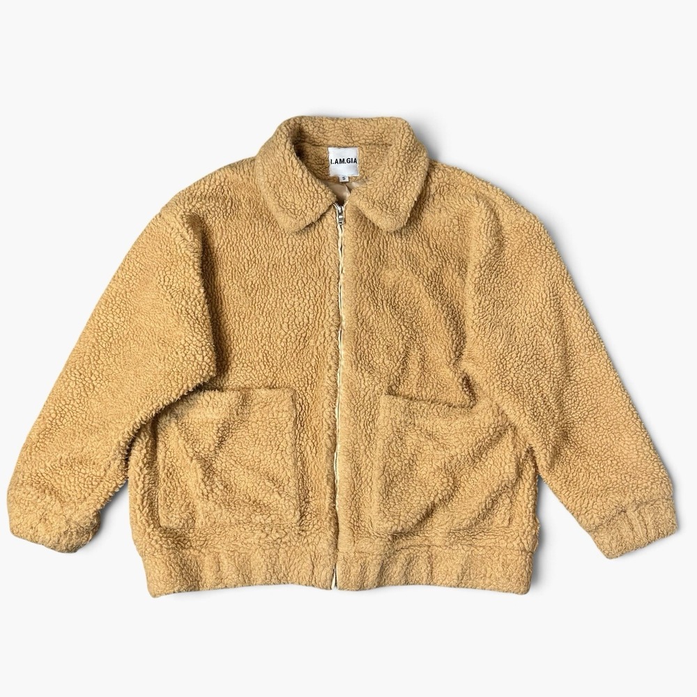 I.AM.GIA Pixie Teddy Sherpa Oversized Slouchy Coat Jacket Size Small Tan Brown - Picture 3 of 10